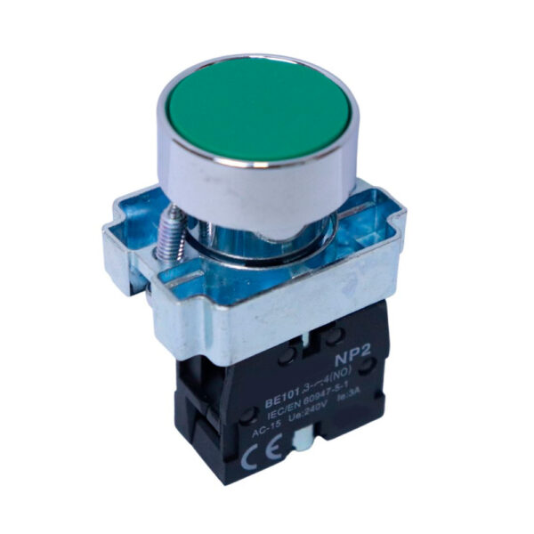 Pulsador metálico verde LAY5-BA31 1NO